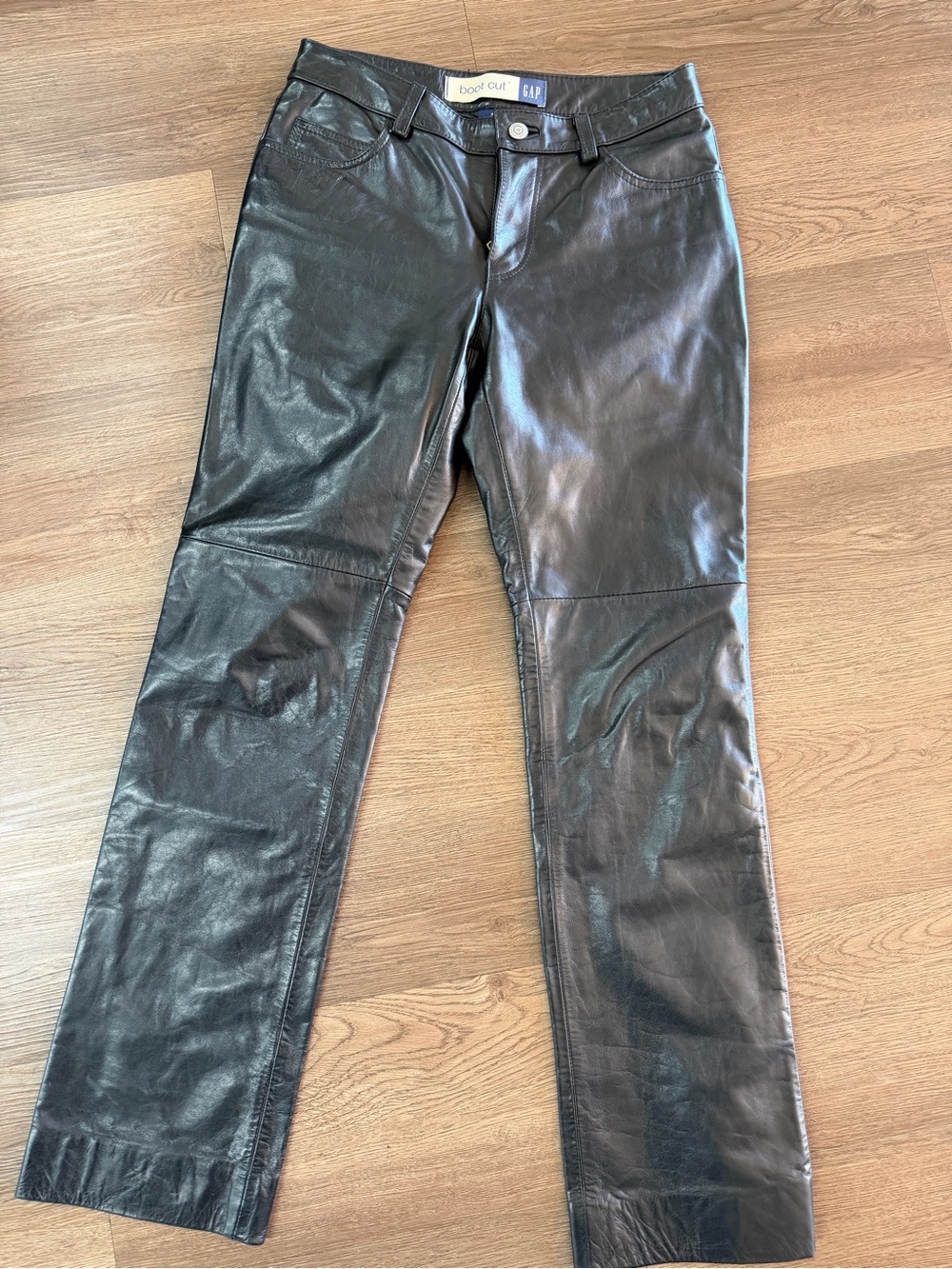 Vintage GAP Black Leather Bootcut Jeans Sz 2